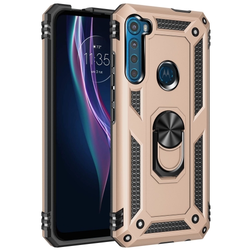 Capa Motorola One Fusion Plus com Anel de Suporte Dourado