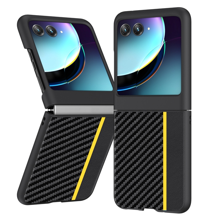Capa Razr 40 ULTRA - Fibra de Carbono Preto-Amarelo
