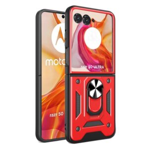 Capa com Anel Magnético para Motorola Razr 50 ULTRA – Vermelho
