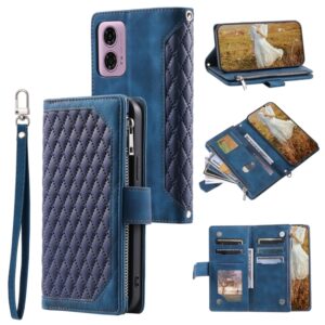 Capa Motorola Moto G85 5G – Flip com Zíper e Cordinha Azul