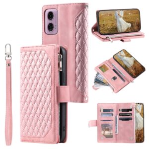 Capa Motorola Moto G85 5G – Flip com Zíper e Cordinha Rosa