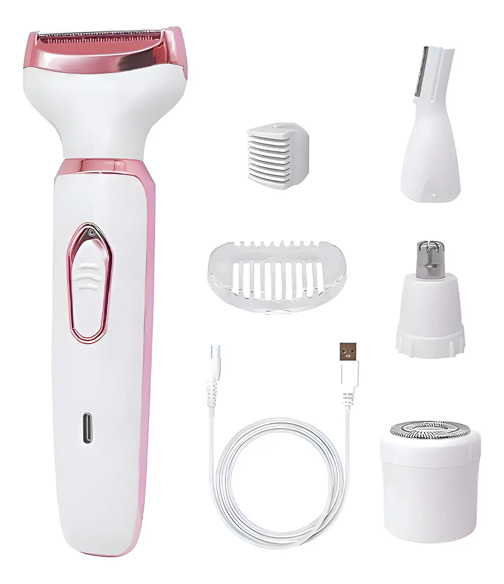 Depilador Portátil Elétrico Feminino 4 Em 1 Recarregável Usb Branco - Imagem 3
