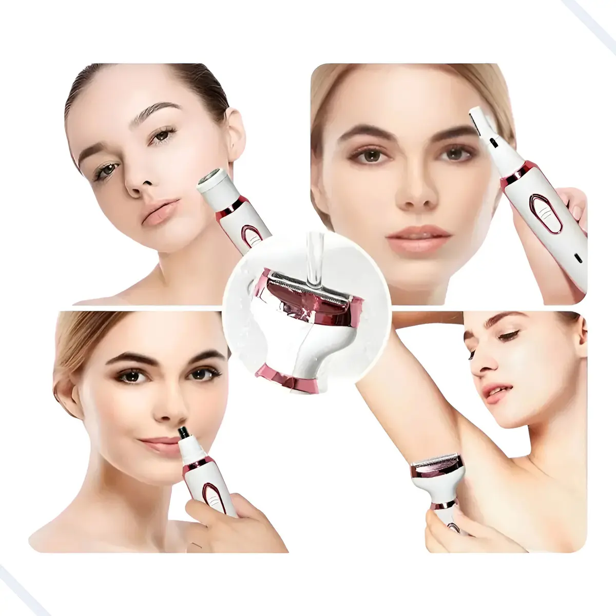 Depilador Portátil Elétrico Feminino 4 Em 1 Recarregável Usb Branco - Imagem 4