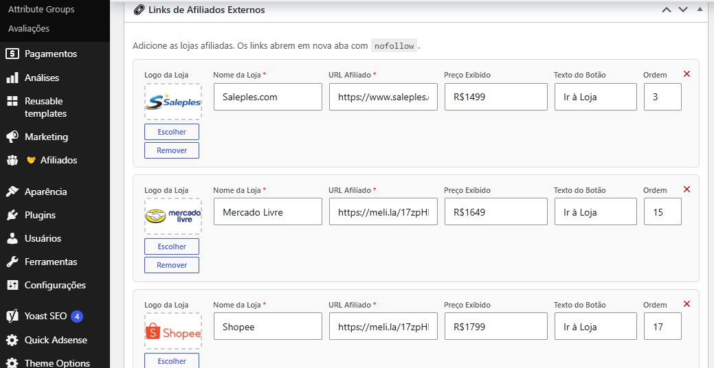 Comparador de Preços WooCommerce Afiliados Externo. - Imagem 2